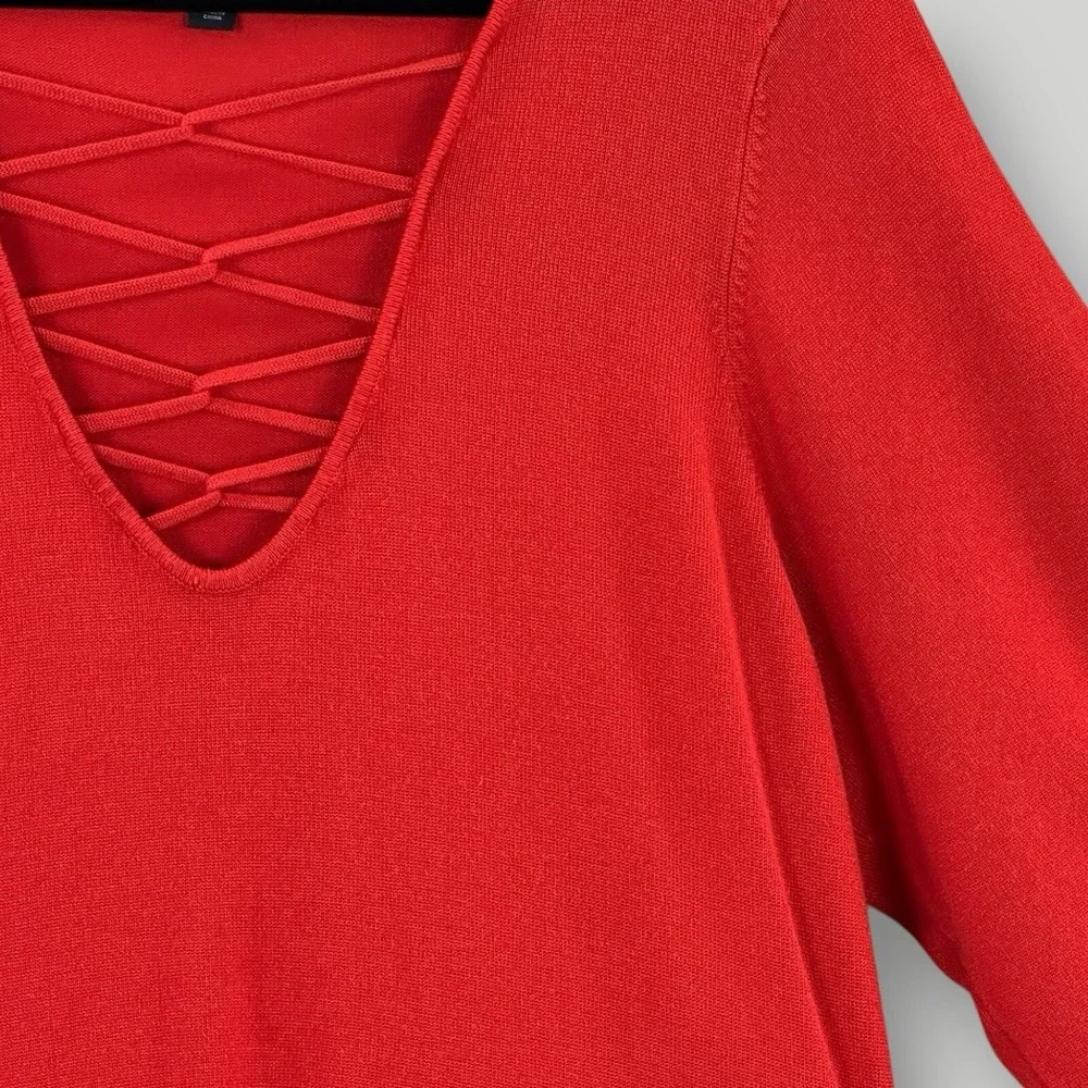 Torrid Criss Cross Neckline Red Skater Knit Sweater‎ Dress Womans 3 3X Stretch